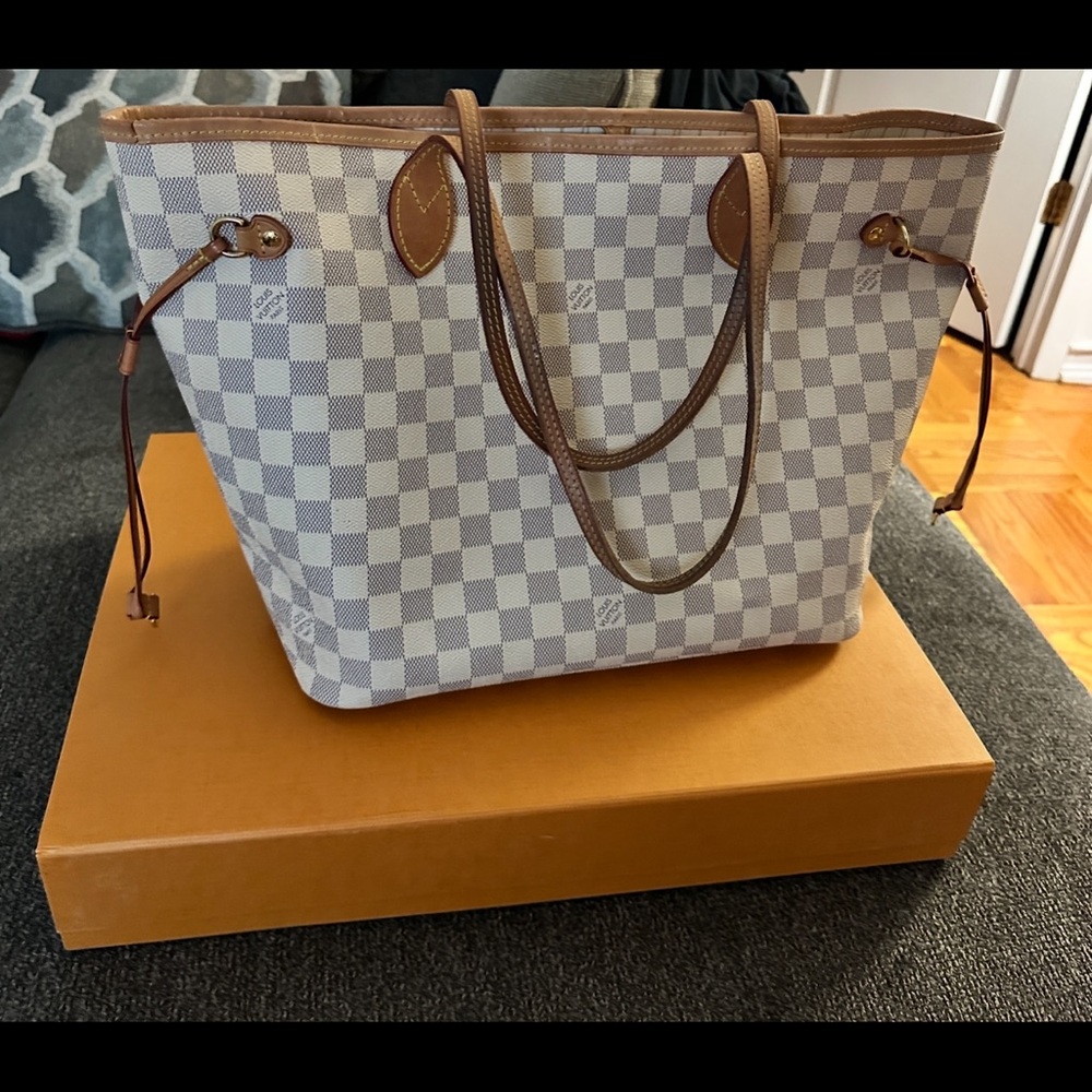 LOUIS VUTTION DAMIER AZUR NEVERFULL TOTE BAG - Picture 2 of 10